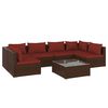 vidaXL Set mobilier de grădină cu perne, 7 piese, maro, poliratan