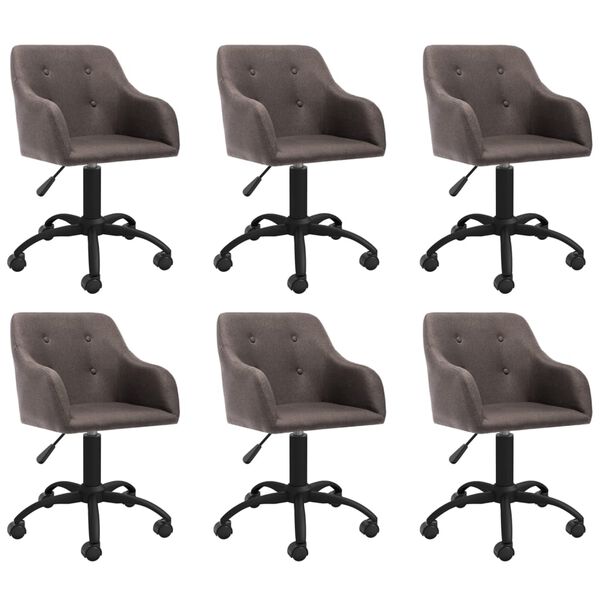vidaXL Scaune de sufragerie pivotante, 6 buc., gri taupe, textil