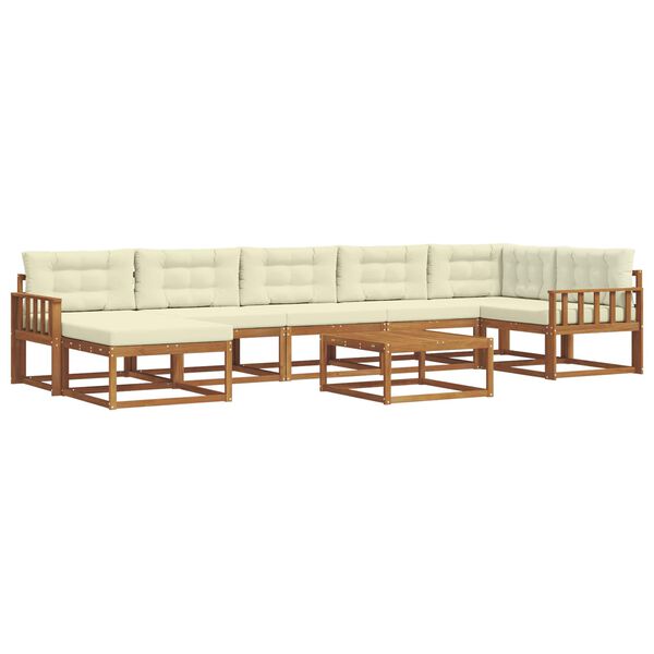 vidaXL Set de canapele de exterior cu pernă 8 pcs Natural și Crem