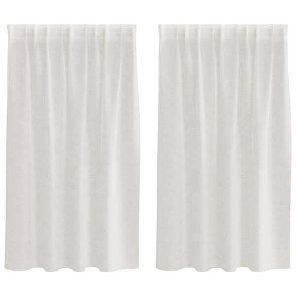 vidaXL Cortină din Voile cu perdele 2 pcs Crem 140 x 140 cm Poliester