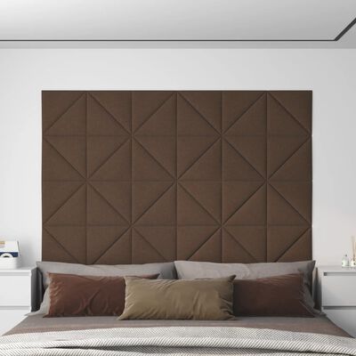 vidaXL Panouri de perete, 12 buc., maro, 30x30 cm, textil, 0,54 m²