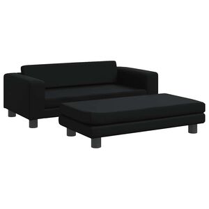 vidaXL Pat pentru c&acirc;ini cu extensie, negru, 100x50x30 cm, piele eco