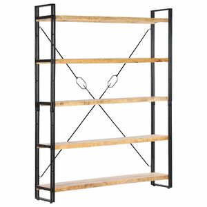 vidaXL Bibliotecă cu 5 rafturi, 140 x 30 x 180 cm, lemn masiv de mango