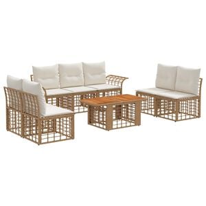 vidaXL Set de canapele pentru grădină 8 buc. Alb Natural și Crem