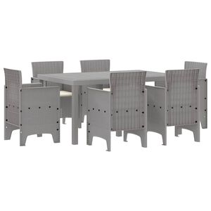 vidaXL Set de masă pentru grădină 7 buc. Gri deschis Ratan Polt