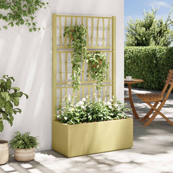 vidaXL Ghiveci de grădină cu trellis Verde 80 x 36 x 140 cm PP
