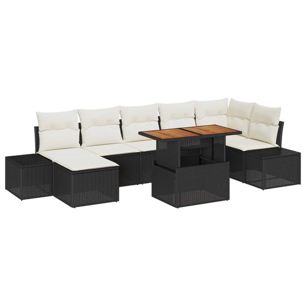 vidaXL Set de canapele pentru grădină 8 pcs Negru Rattan poli