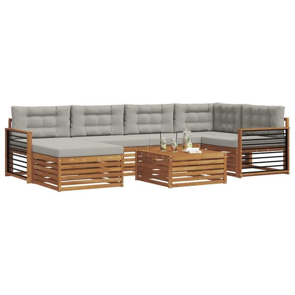 vidaXL Set de canapele de exterior 7 pcs Gri natural și deschis