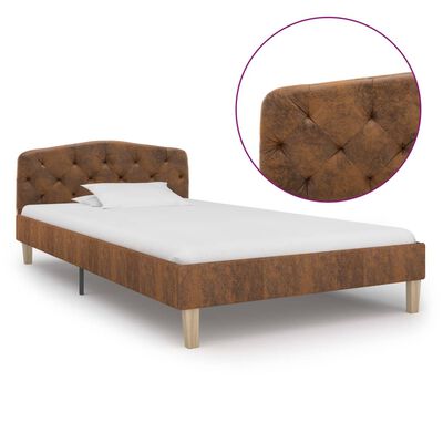 vidaXL Cadru de pat, maro, 90x200 cm, piele întoarsă ecologică