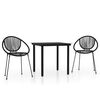 vidaXL Set de mobilier pentru grădină, 3 piese, negru