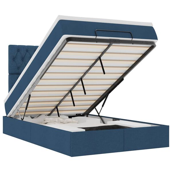 vidaXL Cadru de pat otoman cu saltea țesătură albastră 120x200cm
