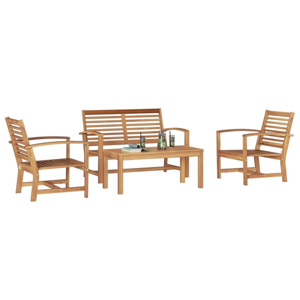 vidaXL Set de canapele pentru grădină 4 pcs natural Lemn solid de tec