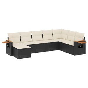 vidaXL Set mobilier de grădină cu perne, 8 piese, negru, poliratan