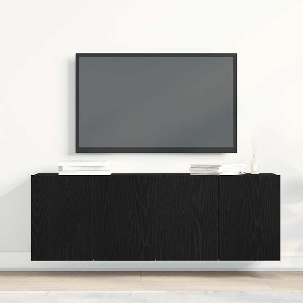 vidaXL Mobilier TV 2 buc., stejar negru, 120x30x41 cm, lemn stratificat
