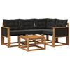 vidaXL Set de canapele de exterior cu pernă 5 pcs Natural și Negru