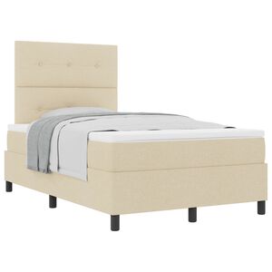 vidaXL Pat cu arcuri cu saltea cu headboard Crem 120 x 190 cm țesătură