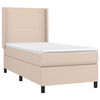 vidaXL Pat box spring cu saltea, cappuccino, 100x200cm piele ecologică