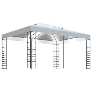 vidaXL Pavilion cu șir de lumini LED, alb, 4x3x2,7 m