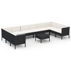 vidaXL Set mobilier de grădină cu perne, 11 piese, negru, poliratan