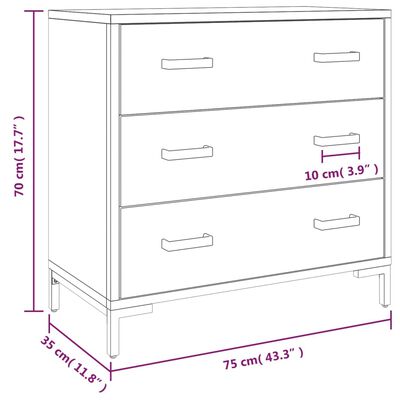 vidaXL Dulap cu sertare, negru, 75x35x70 cm, lemn masiv pin