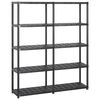 vidaXL Raft de depozitare cu 5 polițe, negru, 142x38x170 cm, plastic
