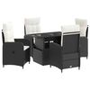 vidaXL Set dining pentru exterior 5 buc. Negru și Alb crem poliratan