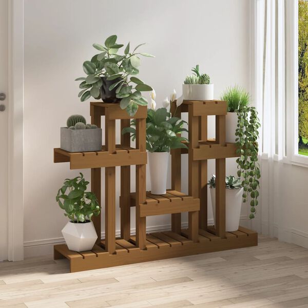 vidaXL Suport pentru plante, maro, 104,5x25x77,5 cm, lemn masiv de pin