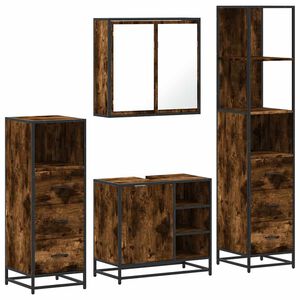 vidaXL Set de mobilier de baie 4 piese Lemn prelucrat de stejar afumat