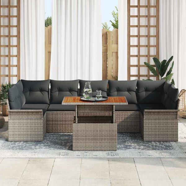 vidaXL Set de canapele pentru grădină 8 pcs Gri Rattan poli