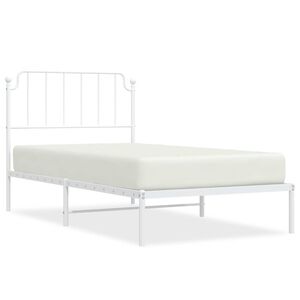vidaXL Cadru de pat din metal cu tăblie, alb, 100x200 cm
