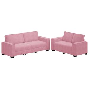 vidaXL Set de canapele cu perne, 2 piese, roz, catifea
