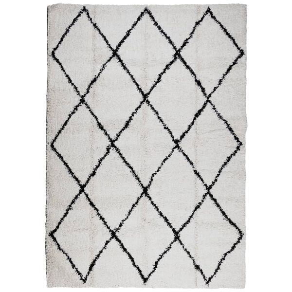 vidaXL Covor pufos "PAMPLONA" fire &icirc;nalte negru/crem modern 160x230 cm
