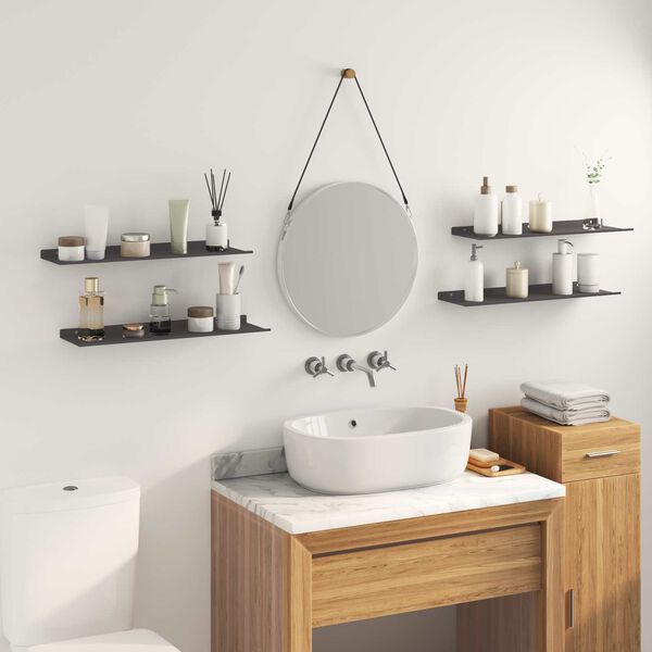 vidaXL Raft suspendat Pe perete 4 pcs Negru 60 x 18 x 2,5 cm Oțel