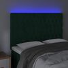 vidaXL Tăblie de pat cu LED, verde &icirc;nchis, 160x7x118/128 cm, catifea