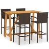 vidaXL Set mobilier bar de grădină, 5 piese, maro