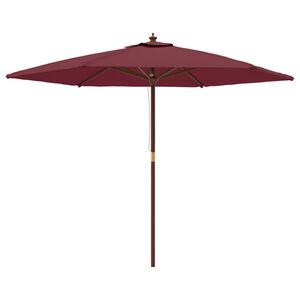 vidaXL Umbrelă soare de grădină st&acirc;lp din lemn, roșu bordo, 299x240 cm