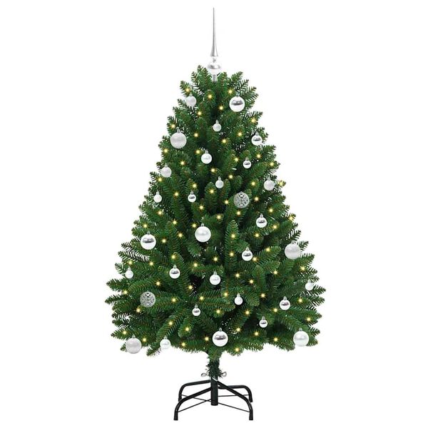 vidaXL Brad de Crăciun artificial cu 150 LED Verde 150 cm PVC și Metal