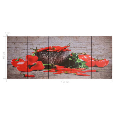 vidaXL Set tablouri din pânză, imprimeu paprika, multicolor, 150x60 cm