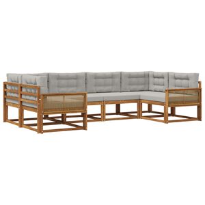 vidaXL Set de canapele de exterior 6 pcs Natural și gri deschis