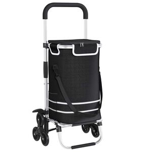 vidaXL Carucior de cumpărături Negru 47 x 39 x 100,5 cm Tafeta Oxford