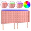 vidaXL Tăblie de pat cu LED, roz, 163x16x118/128 cm, catifea