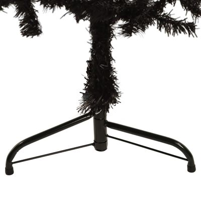 vidaXL Brad Crăciun artificial subțire jumătate cu suport negru 150 cm
