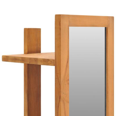 vidaXL Oglindă de perete cu rafturi, 30x30x120 cm, lemn masiv de tec