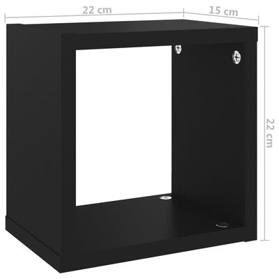 vidaXL Raft de perete cub, 4 buc., negru, 22x15x22 cm