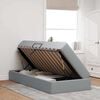 vidaXL Pat cu saltea și spațiu de depozitare Gri deschis 90 x 190 cm