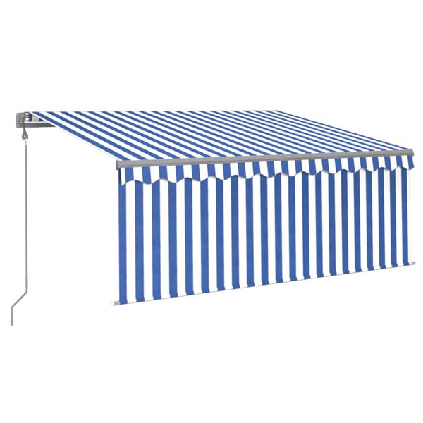 vidaXL Copertină retractabilă automat cu stor, albastru & alb, 3x2,5 m