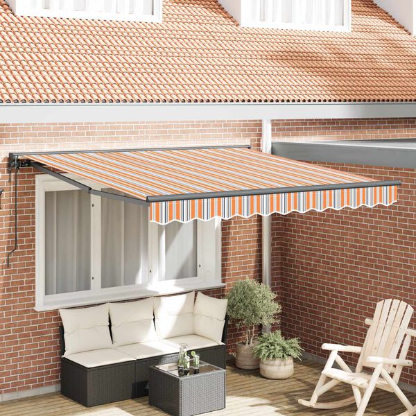 vidaXL Cortina Retractabilă Albastru și portocaliu 300 x 250 cm