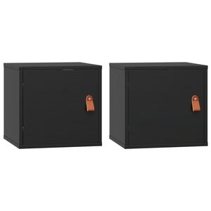 vidaXL Dulapuri de perete, 2 buc, negru, 31,5x30x30 cm, lemn masiv pin