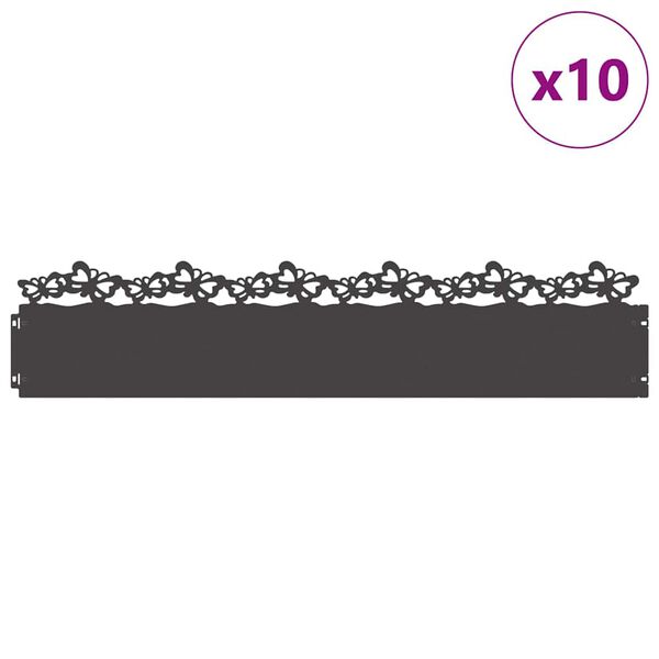 vidaXL Borduri pentru gazon 10 pcs Negru 103 x 0,05 x 22 cm Oțel