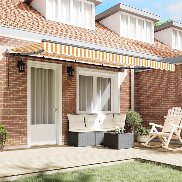 vidaXL Cortina Retractabilă Galben și alb 350 x 200 cm